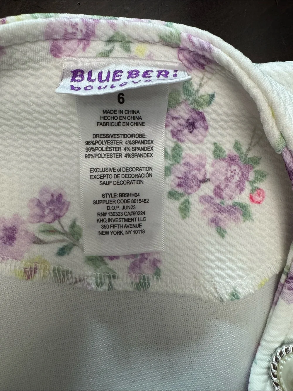Blueberi Boulevard Girls Floral Dress and Coat Set in White and Lavender Size 6
